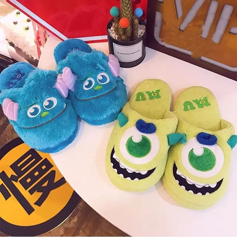 Anime Monsters University Slipper Disney Monster Inc Mike Wazowski Sullivan Winter Warm Non-Slip Cartoon Household Shoes