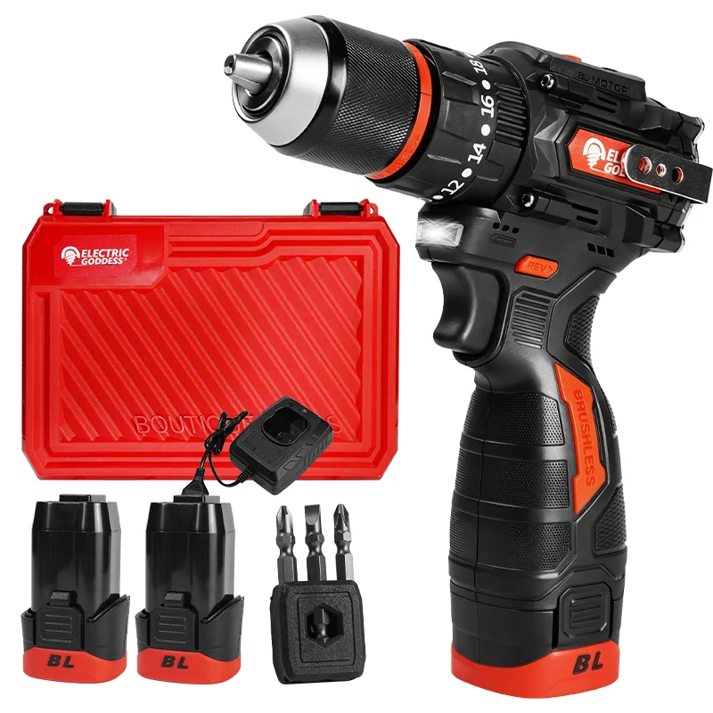 10mm Brushless Electric Drill Tapping Cordless Metal Ratchet Chuck Electric Hand Drill Household Electric Screwdriver