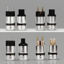 Hifi AudioPhile EU Schuko Male Plug Rhodium C15 Figure 8 IEC C7 C15 Plug Female Audio Socket DIY Power Cord Cable P080 Socket
