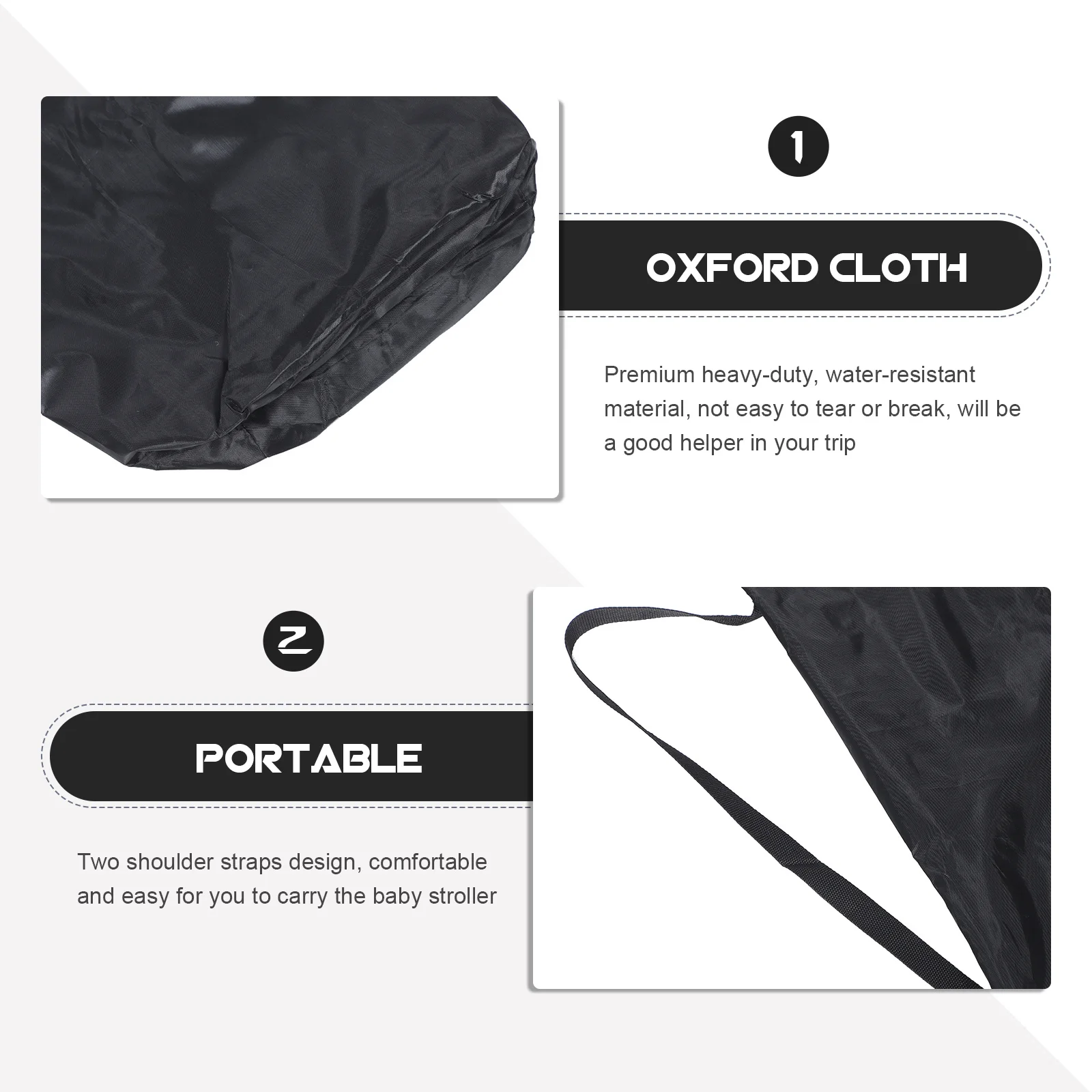 

Storage For Baby Stroller Heavy Duty Waterproof Travel Cover Lockable Drawstring Reinforced Seams Shoulder Straps Gate