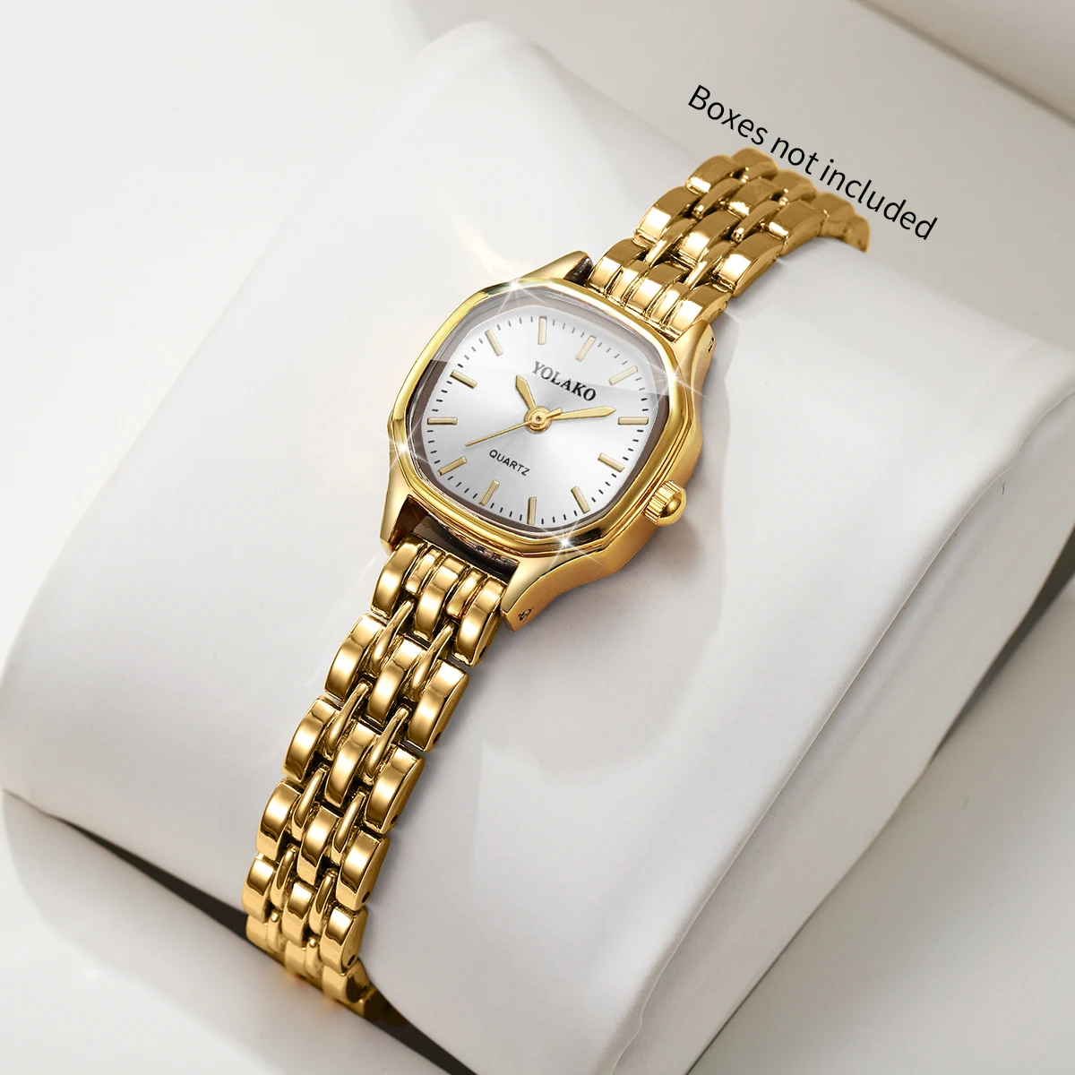 Fashion Square Dial Women's Watches Golden Bracelet Strap Quartz Watch Relogio Feminino Ladies Clock Gift（Without Box）