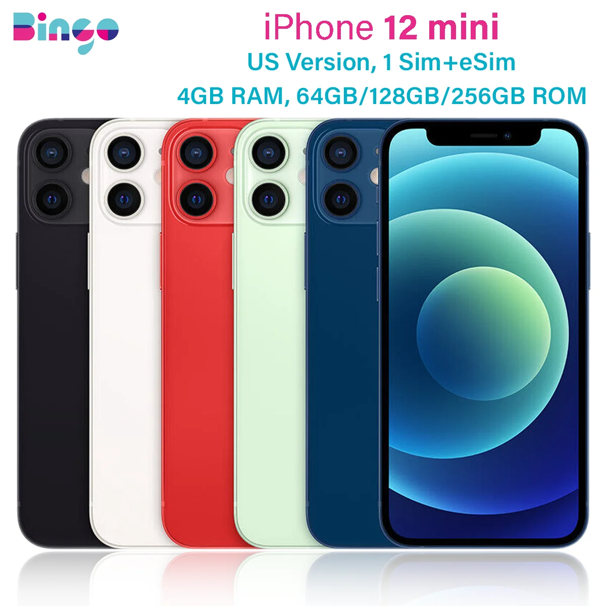 هاتف iPhone 12 mini A2176 64GB 128/256GB ROM 4GB RAM 5.4 "Super Retina XDR OLED Face ID A14 Bionic eSIM 12MP هاتف محمول أصلي