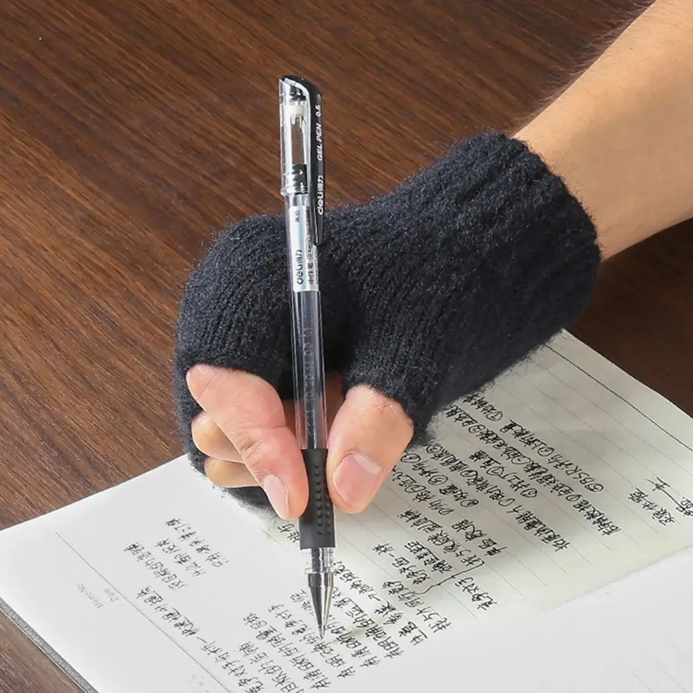 Winter Fingerless Driving Gloves Antler Solid Color Half-finger Gloves Knitted Cashmere Gloves Female Gloves Men Wool Mittens