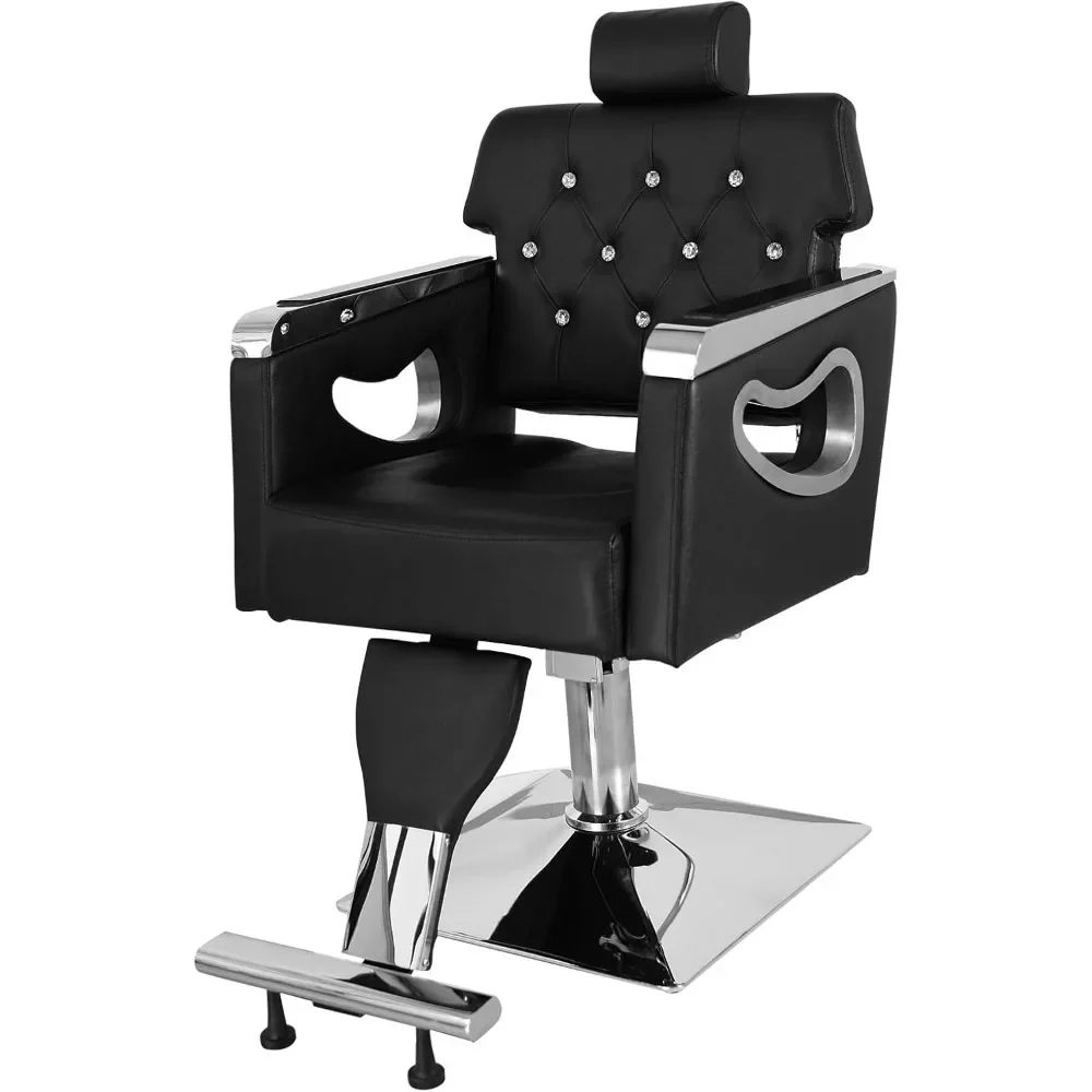 

Heavy Duty Reclining Barber Chair, Styling Salon Chair with Headrest and Footrest, 360° Swivel, Height Adjustable, Barber Chairs