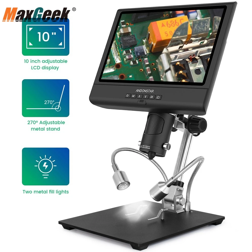 Imagem -02 - Maxgeek Andonstar Microscópio Digital Ad209 10 Tela Lcd Reparação de Telefone Artes e Ofícios Miniatura