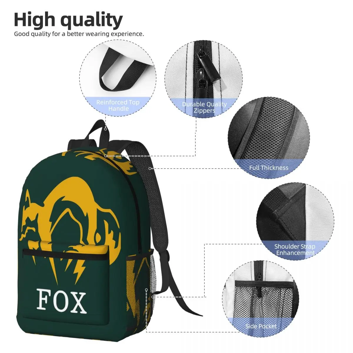 Metal Gear Solid Fox Backpack Daypack Large Capacity Boys Girls BookBag School Bag Shoulder Bags for Men Women