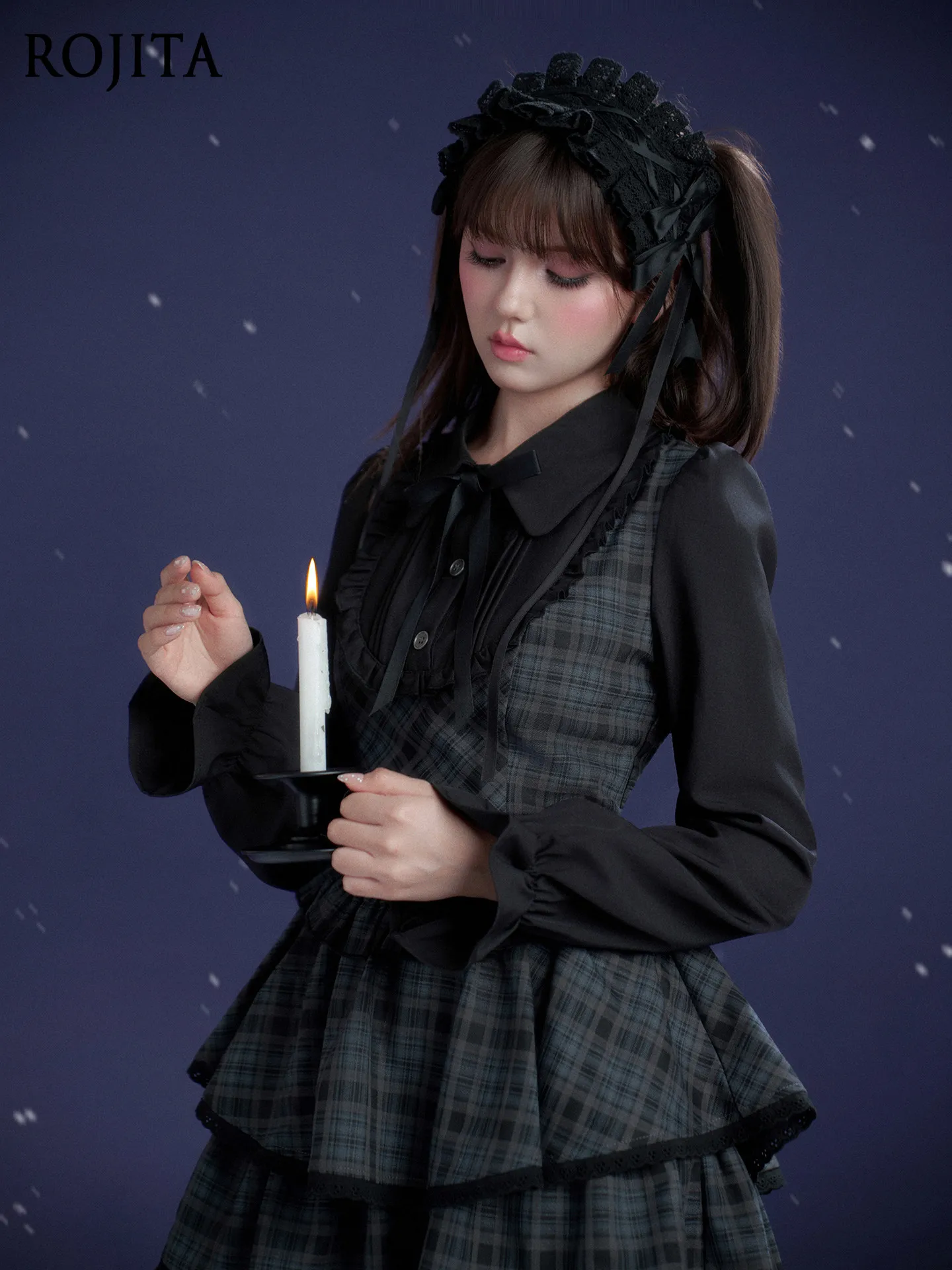 

Women's Dark Academia Plaid Dress Puff Sleeve Peter Pan Collar Ruffle Tiered Mini Dress Girls Sweet Plaid Cake Dress Lolita