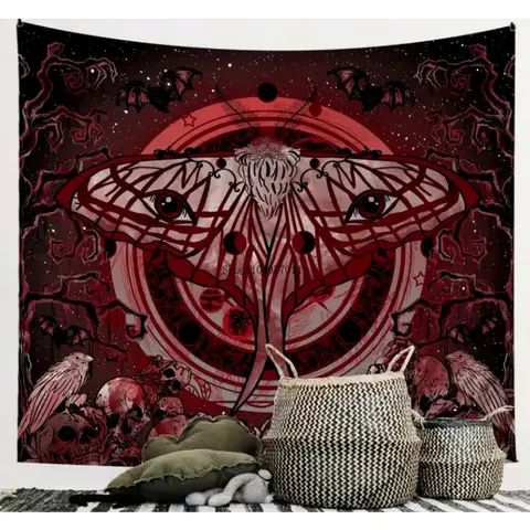 गॉथिक खोपड़ी और चमगादड़ टेपेस्ट्री दीवार पर टांगने योग्य, बेडरूम, लिविंग रूम, छात्रावास की सजावट के लिए उपयुक्त 8 best sales खोपड़ी टेपेस्ट्री - №2