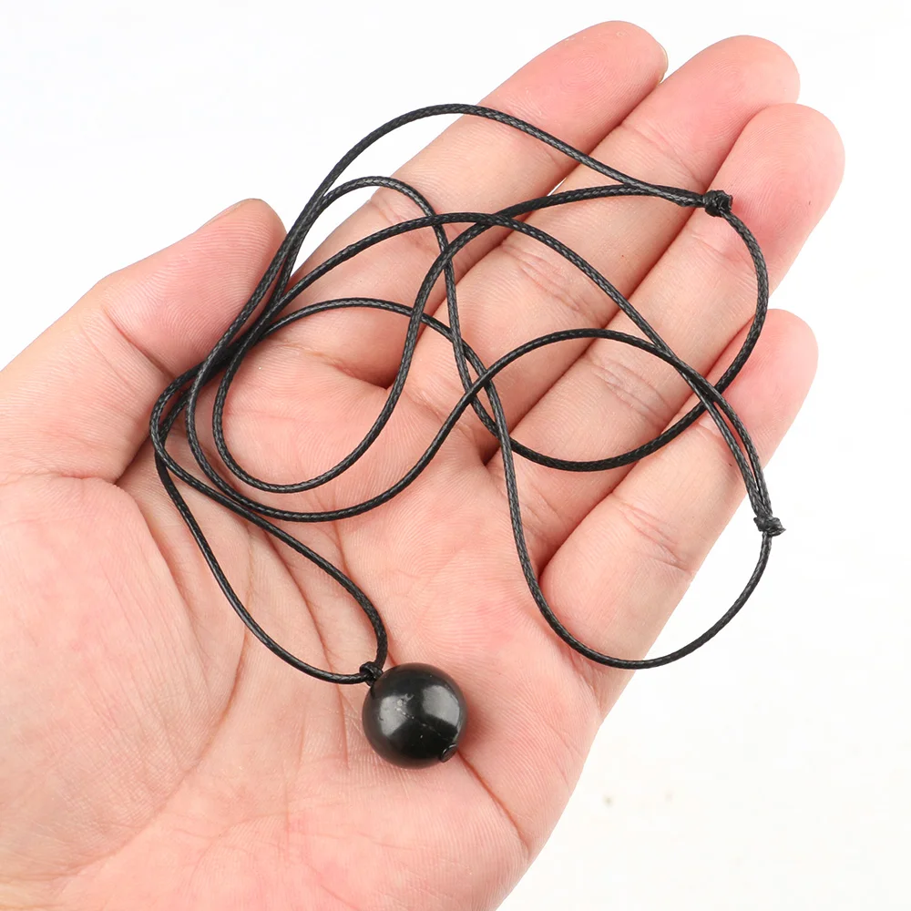 Shungite pingente feng shui colar jóias 14mm natural schungite cristal energia shungita pedras para cuidados de saúde proteção emf