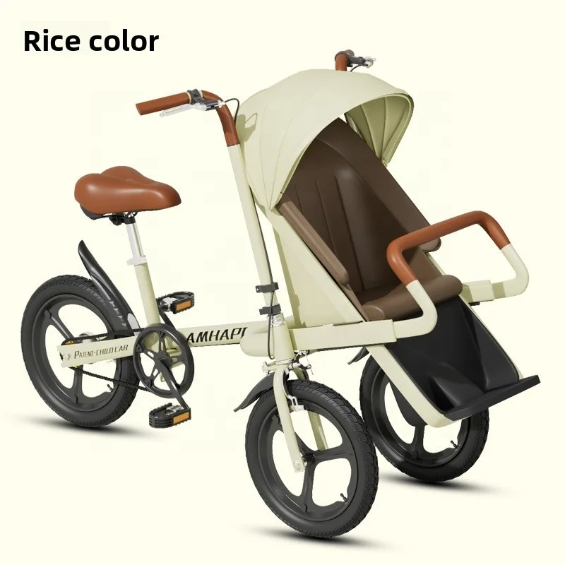 New Model Three-Wheel Stroller Bicycle Front Baby Seat for Parents Children Aluminum Alloy Frame 20KG Load Capacity