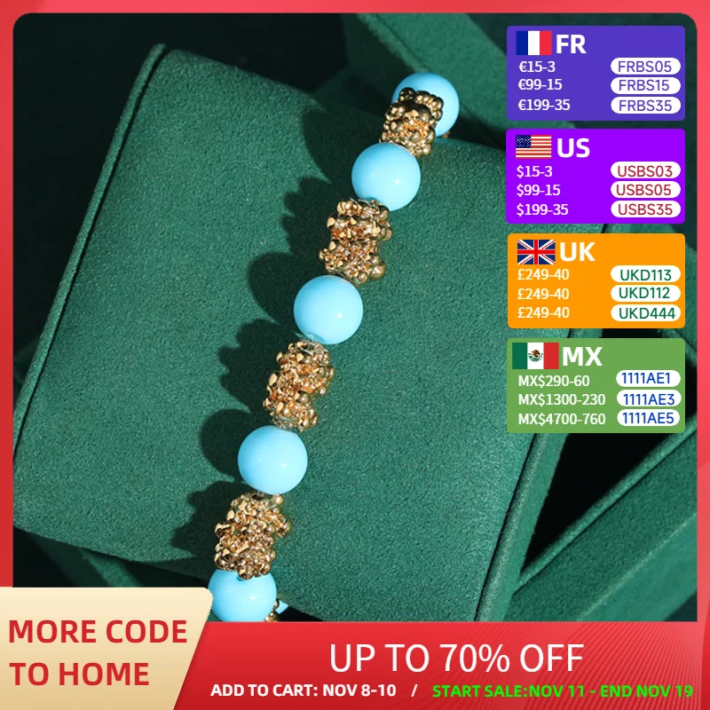 

Vintage Flower Beads Bracelet Blue Stone Glazed Antique Gold Color Elasticity Accessories 2025 Trendy Woman Gift New Arrival