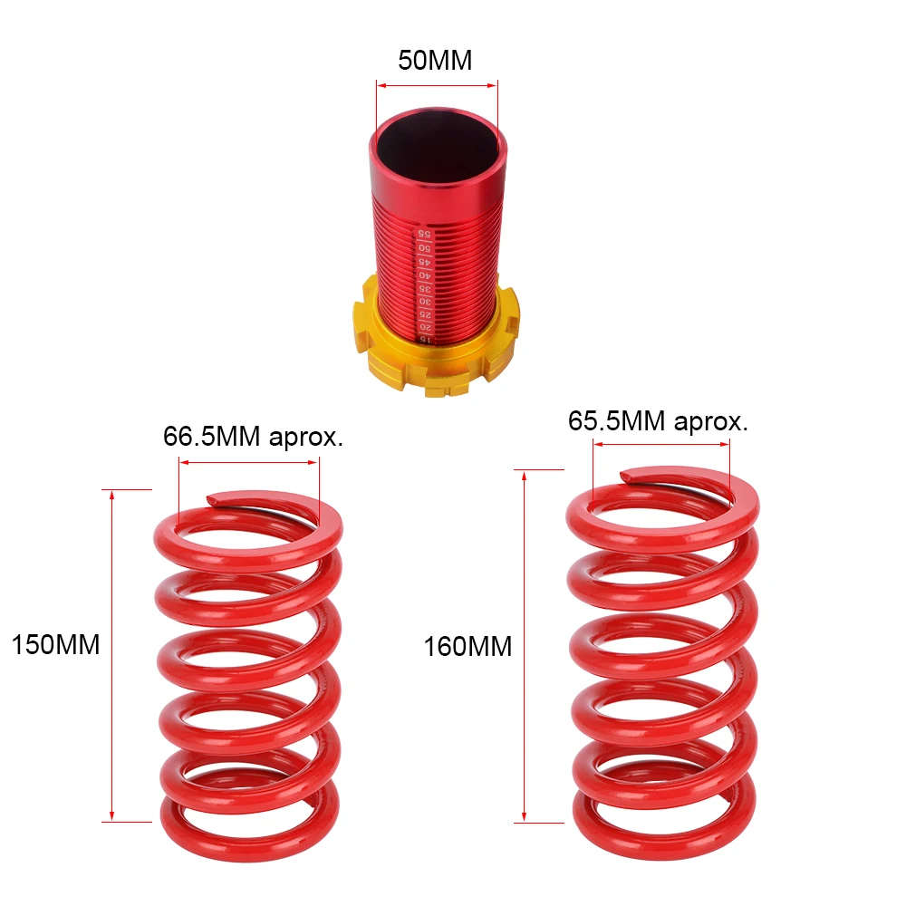 PQY - Shock absorbing springs For vehicles For Honda Civic 88-00 Red available Coilover Suspension / Coilover Springs PQY-TH11