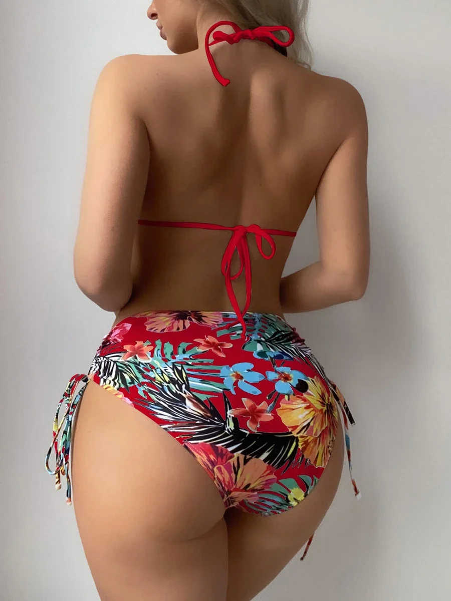 Halter triângulo biquíni 2024 maiô feminino com quimono cintura alta banho feminino banhistas maiô beachwear