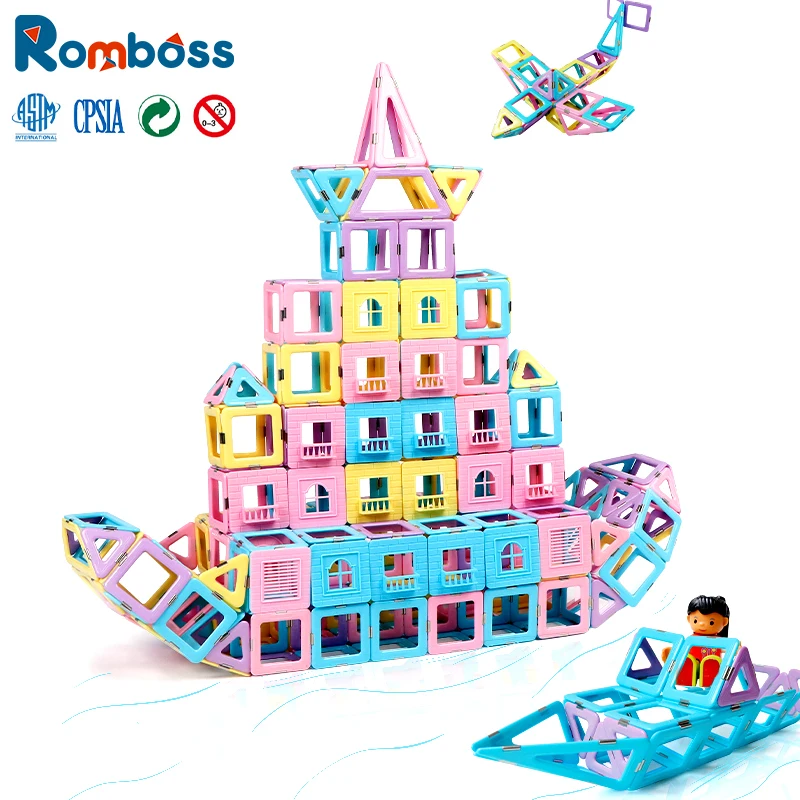 

Romboss 1Set Classic Magnetic Tiles Toy Macaron Color Constructor Building Blocks Educational Toys Children Kids Christmas Gifts