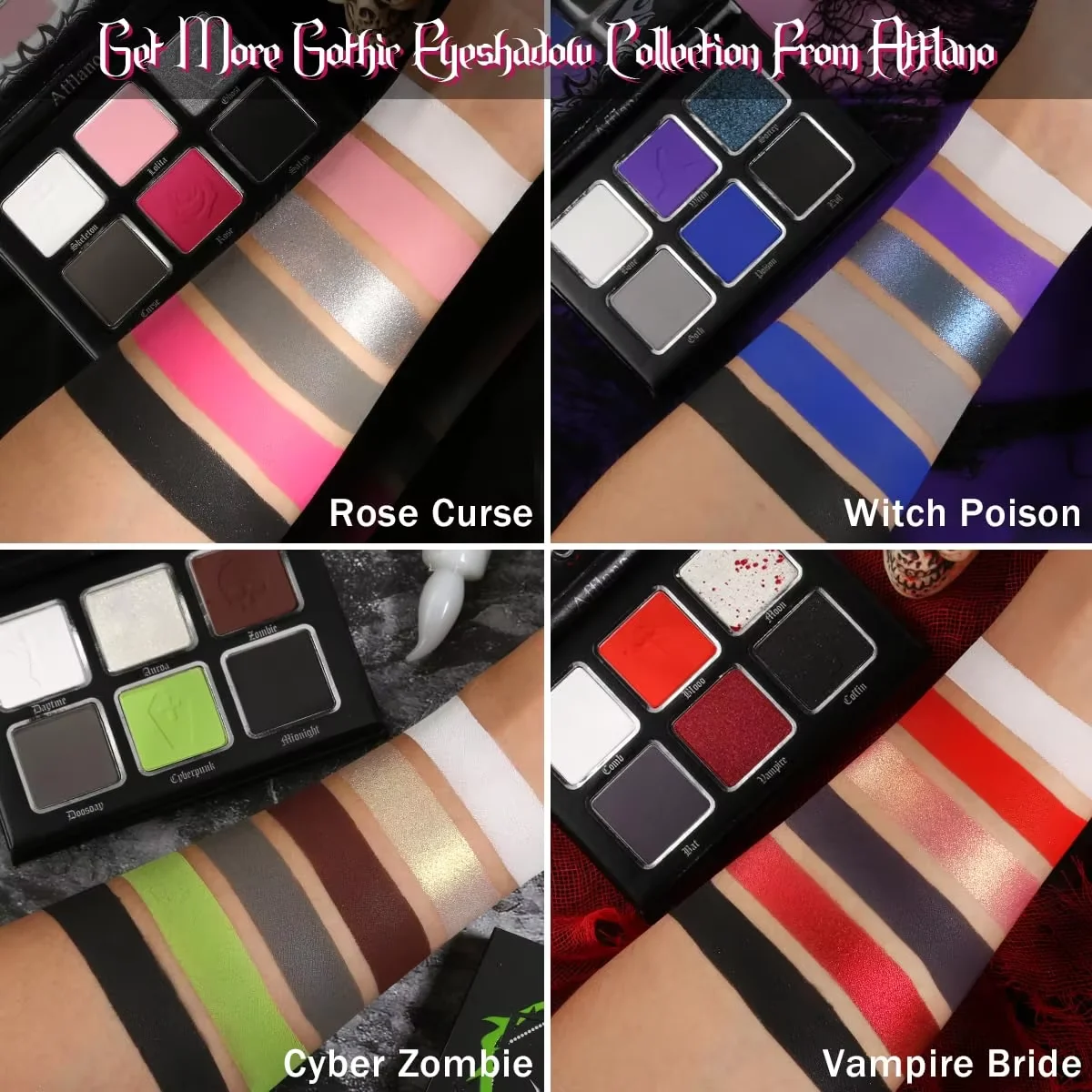 Afflano Eyeshadow Palette 6 Colors Black Red Goth Dark Smokey Punk High Colors Lasting Clown SFX Eye Makeup view 3