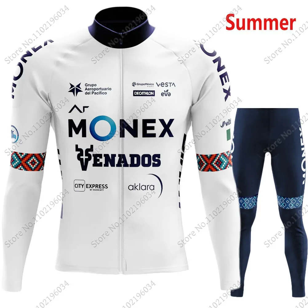 Team Race Ar-Monex 2024 Cycling Jersey Set Mexico Long Sleeve Cycling Clothing Suit Mens Long Sleeve MTB Bike Road Pants Bib