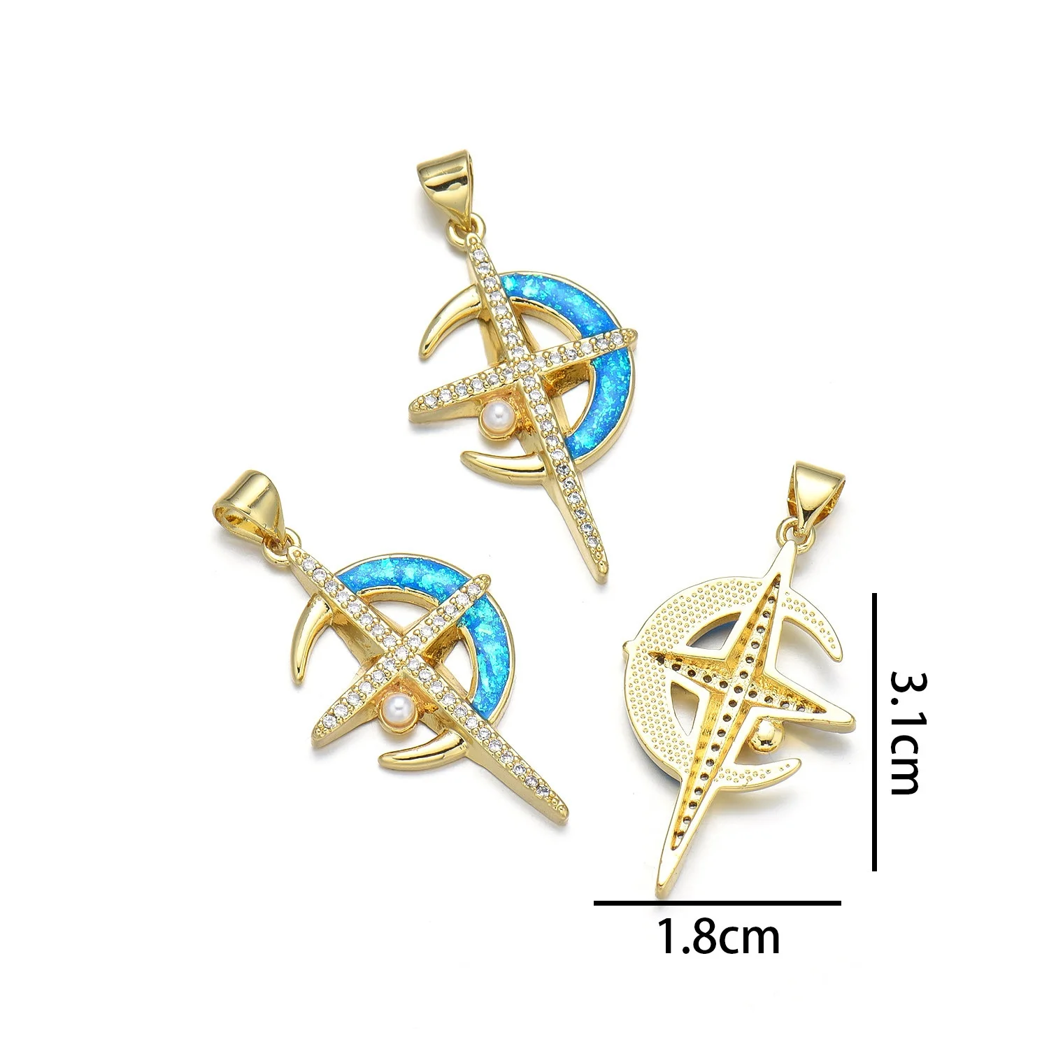 5 Pieces European and American Copper Aobao Cross Pendant Accessories DIY Pearl Necklace Jewelry Making Materials Wholesale