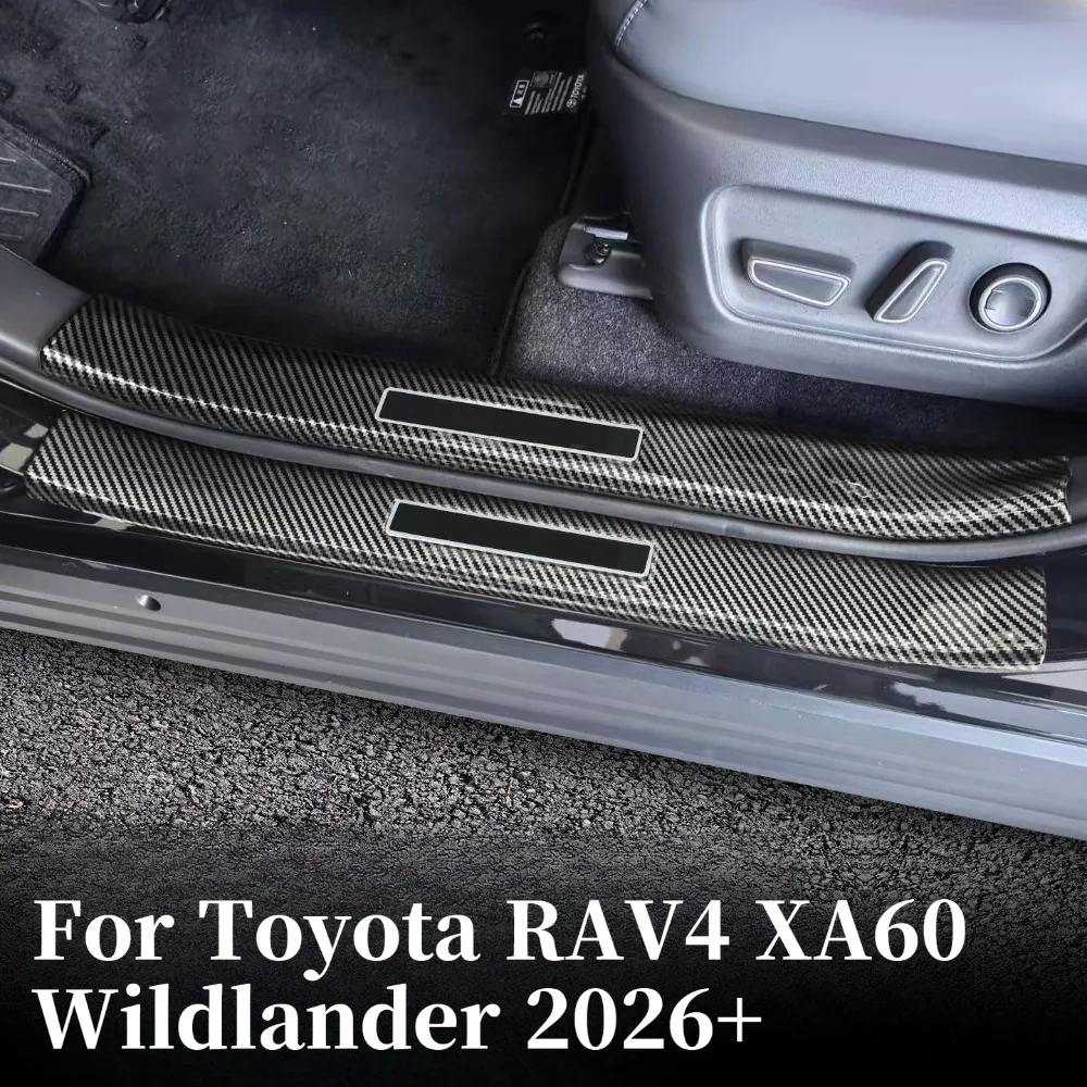 For Toyota RAV4 XA60 Wildlander 2026+ Carbon Fiber Texture Door Sill Plate Welcome Pedal Rear Guard Plate Interior Modification