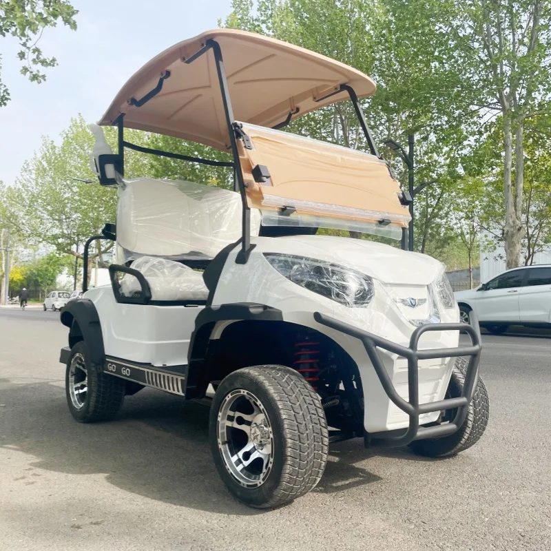 CE Factory-Price Electric Golf Cart 5KW Motor 72V Battery Made China Club Car Folding Windshield Bumper Ice Box Sand Bucket X2