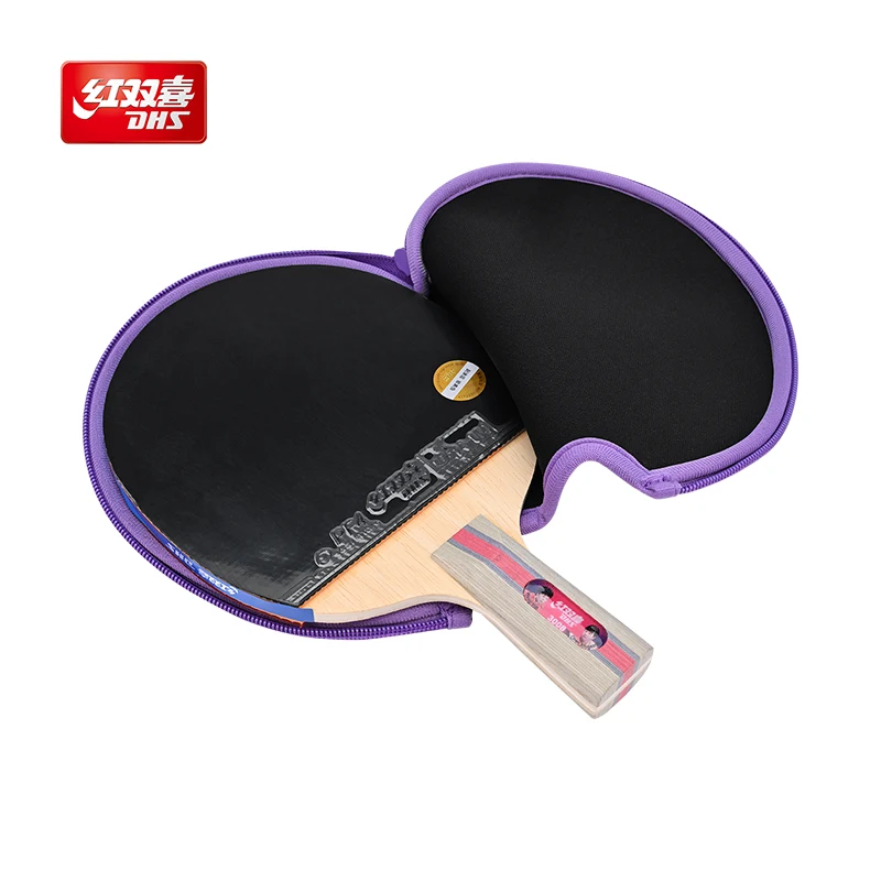 Raquette de tennis de table DHS H3008 3 étoiles, raquette de ping-pong professionnelle en bois pur avec caoutchouc collant, raquette de sport