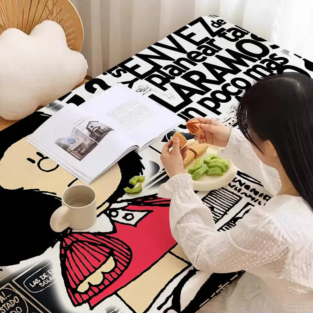 M-Mafalda Girl Rectangle Waterproof Tablecloth Party Decor Farmhouse Kitchen Dining Table Cloth Wedding Decorations