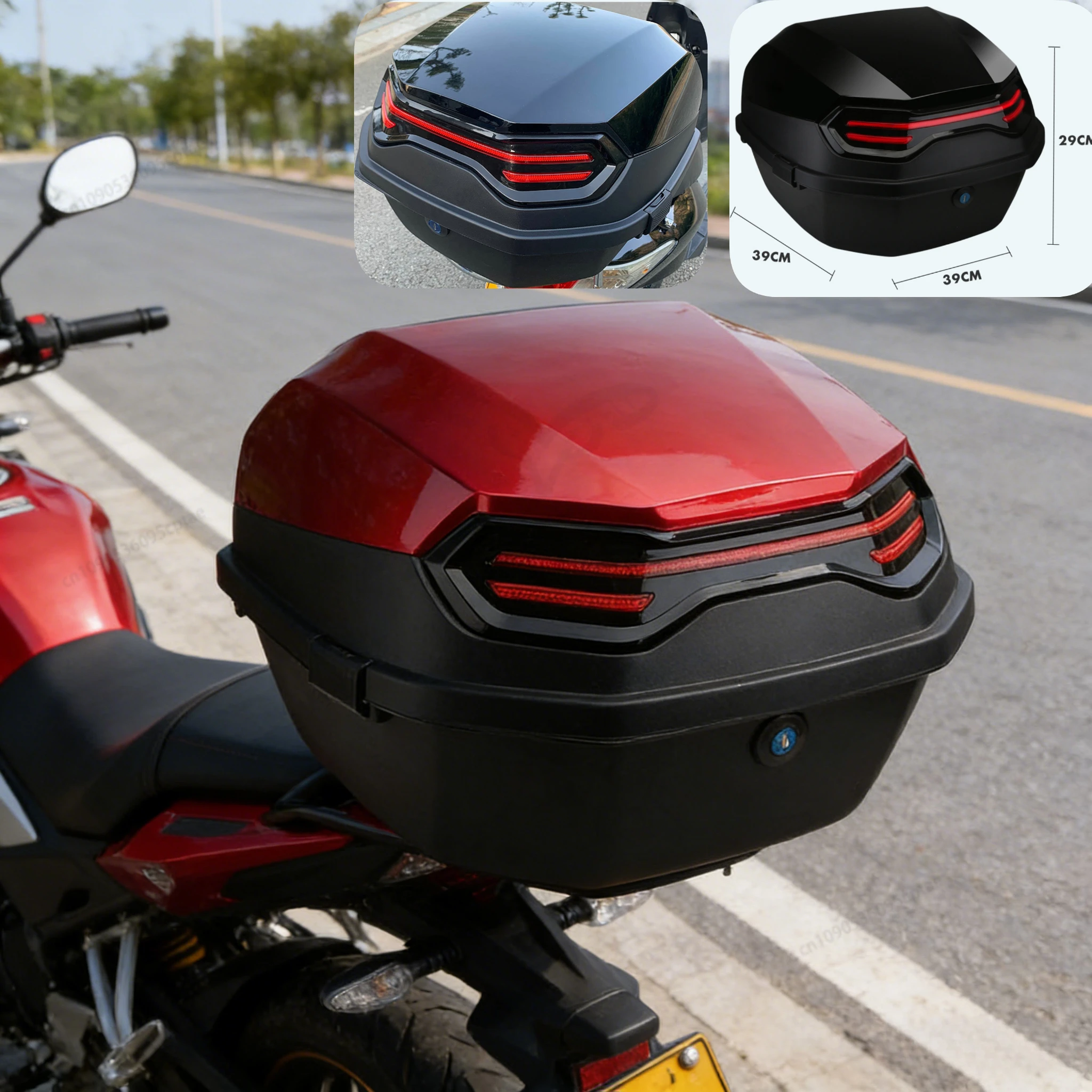 

Motorcycle Tail Box Scooter Boots Trunk Cool ABS+PP Solid Case For Full Helmet Storage Organizer Box Tail Box Back 35
