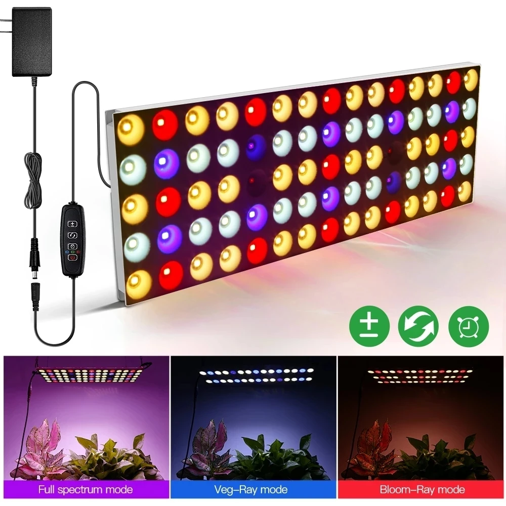 Dimmable LED Grow Light Full Spectrum 750W with Timer for Indoor Tent Garden Hydroponics Seedling Veg Bloom Plant Aquarium Lamp