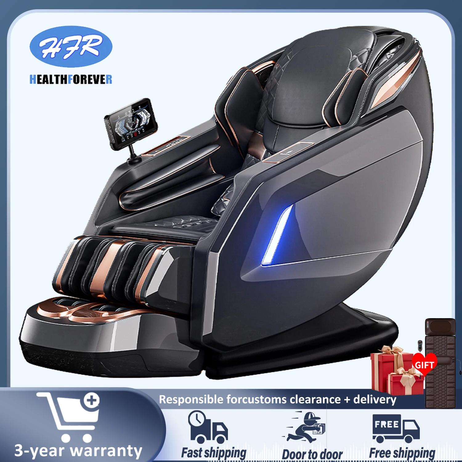 3 year warranty massage chair 4d Zero Gravity Luxury Stretch Sl Track Waist Heating  3D Thai Stretch Electric Full Body Airbag