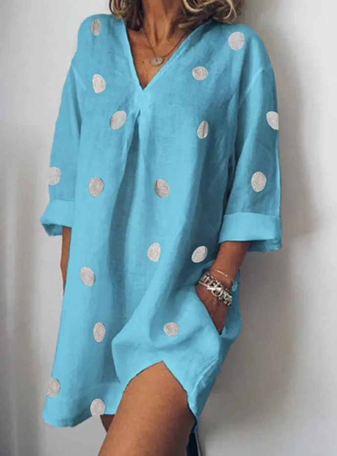 T Shirt Kleid Polka Dot Kleid Plus Größe 5xl 4xl 3xl Xxxxl Xxxxxl lose übergroßen Vestiti Donna Frauen Sommer Jurken langarm