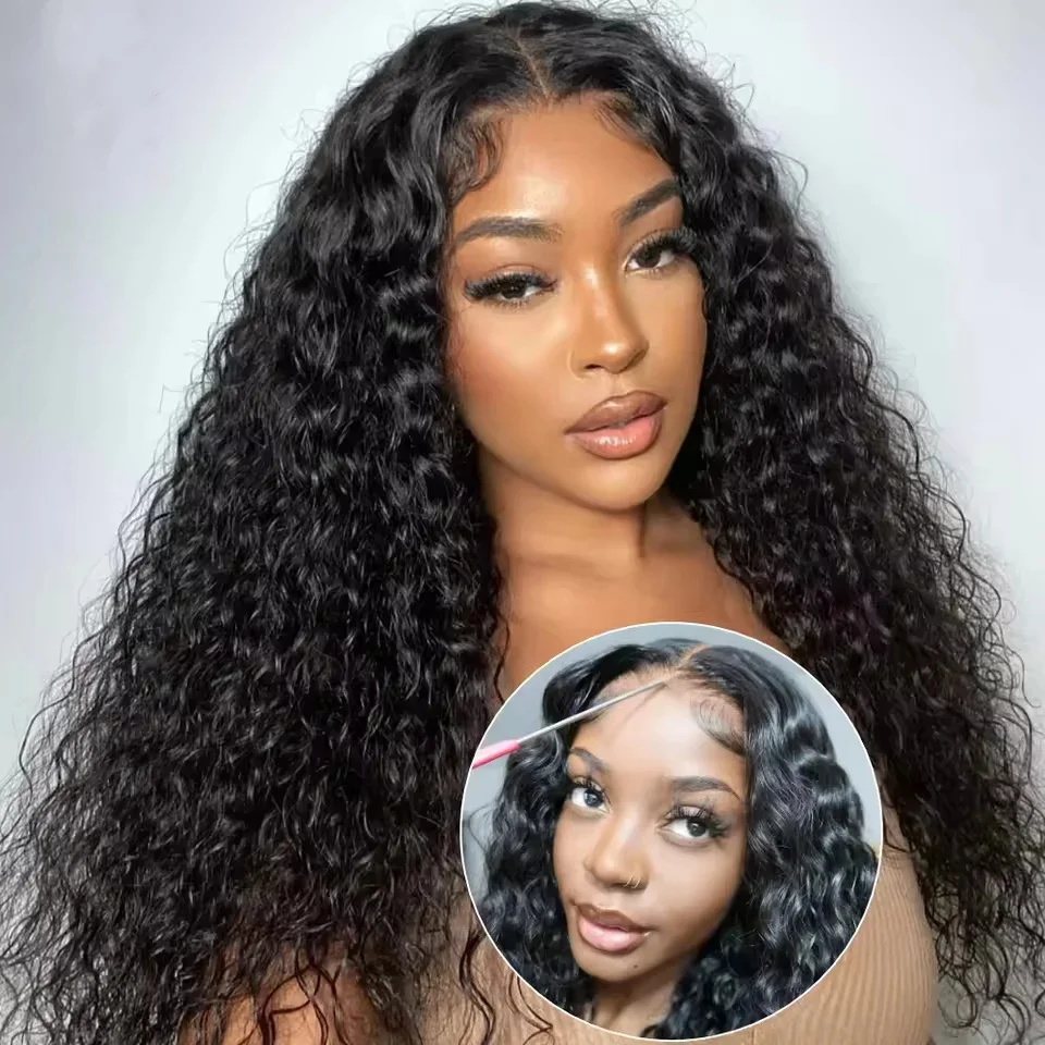 

Deep Wave Glueless Wig Human Hair Wig 6x4 5x5 Lace Closure Wigs Water Wave For Woman 200% Ready To Wear Pre-Cut Wig Bling Hair