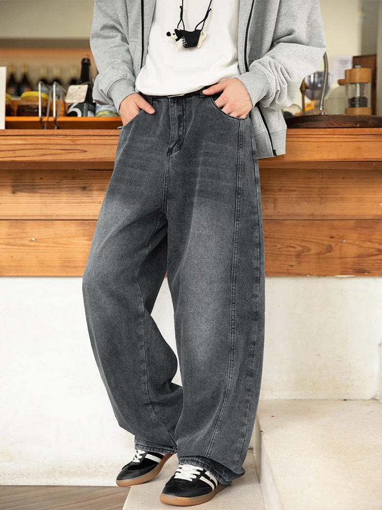 

Мужские повседневные широкие джинсы Wassup, свободные прямые джинсы, винтажные свободные джинсы для пар, молодежный тренд, смесь хлопка