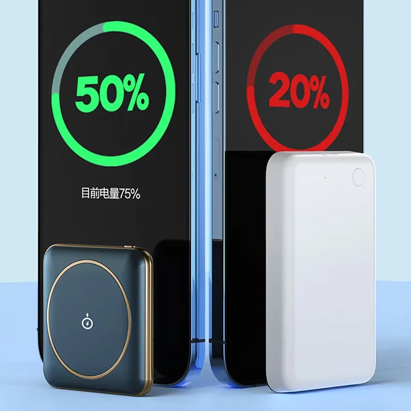 30000mAh Mini Magnetic Wireless Power Bank Portable Battery Charger Fast Charging Large Capacity For iPhone Huawei Samsung