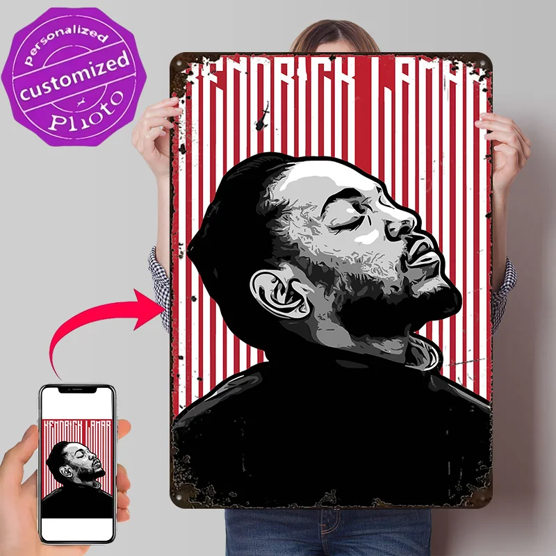 Kendrick Lamar Portrait 3D Texture Printed Poster Custom Vintage Metal Tin Plate Sign for Wall Art Room Decoration Gaming Decor