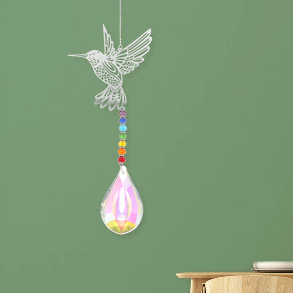 2 قطعة الطائر الطنان معلقة حلية الشمس الماسكون للنوافذ الكريستال ديكور عاكس ضوء ملون نافذة داخلية الجدار الشنق