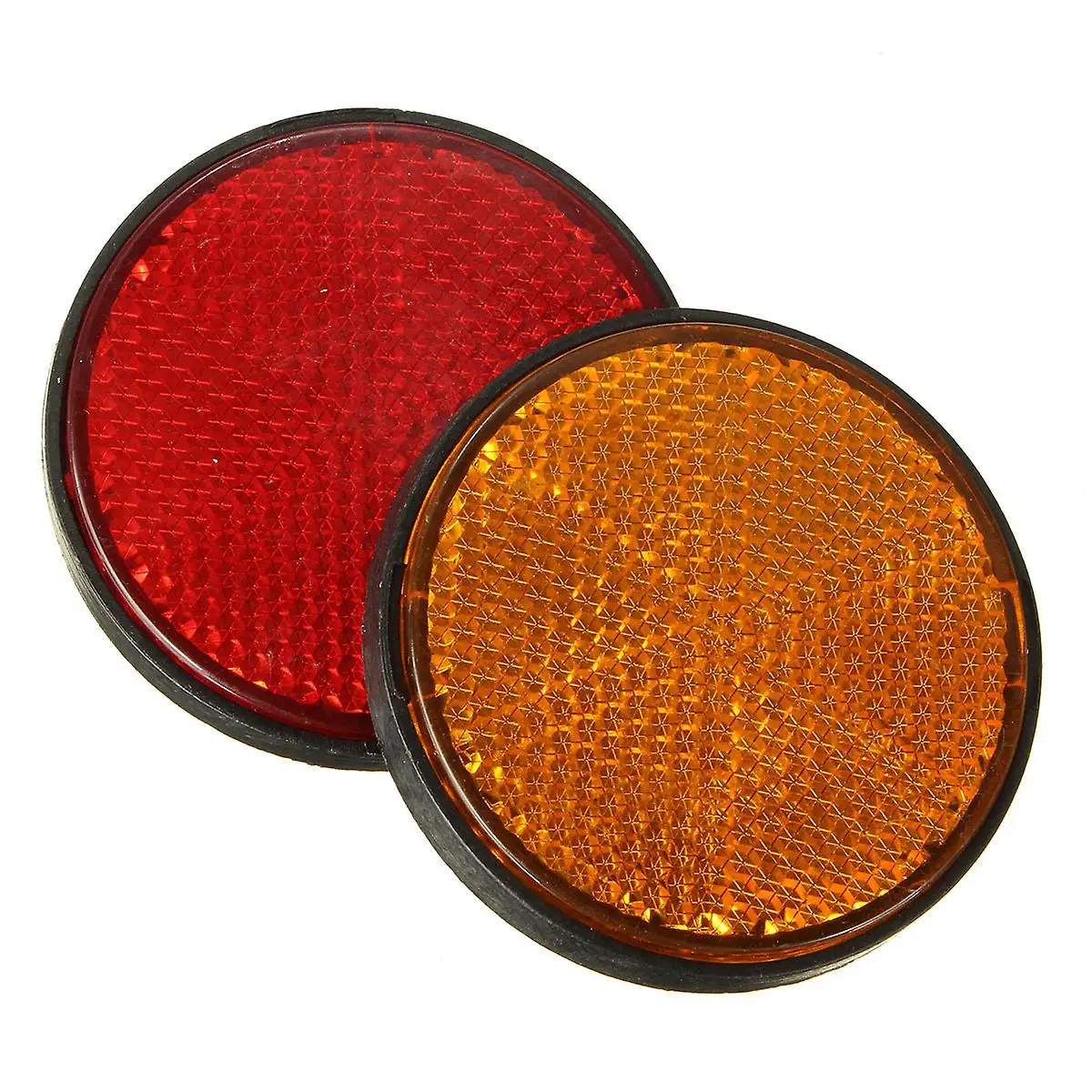 2pcs 2inch Round Red And Orange Reflectors Universal