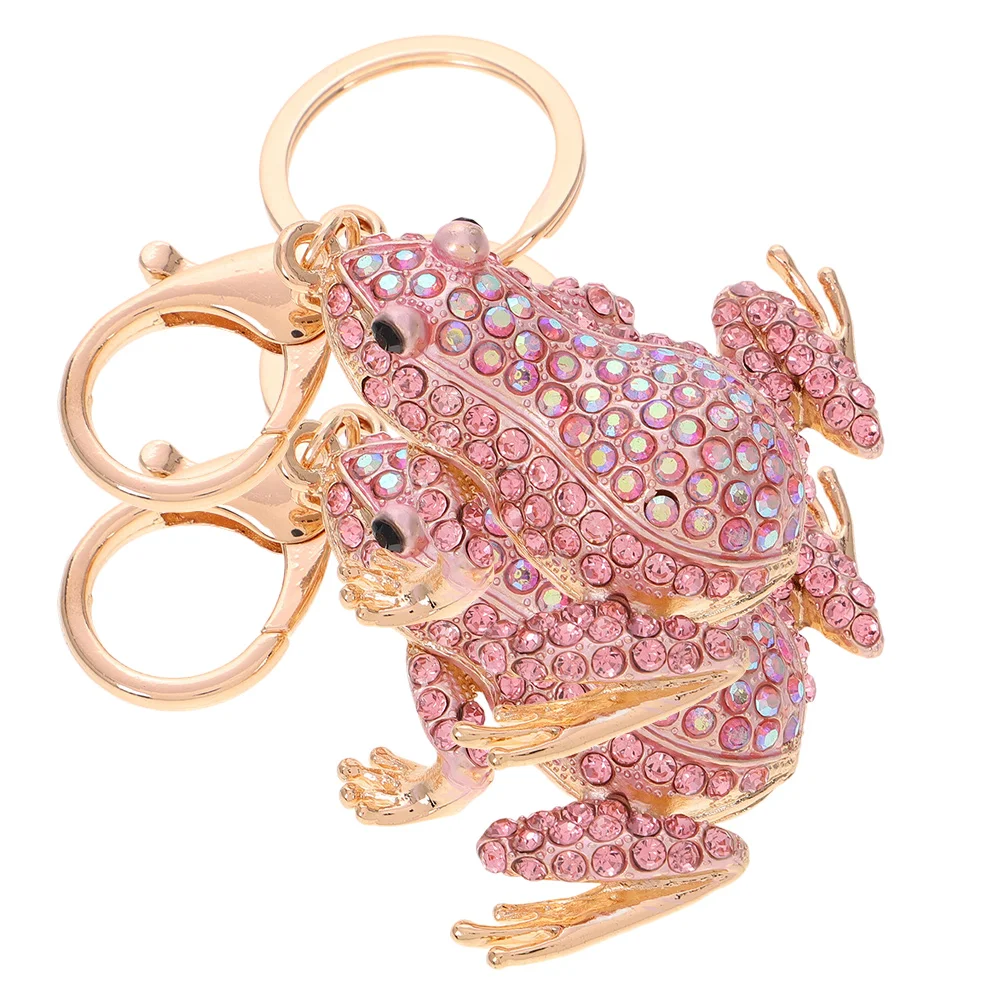 

2Pcs Frog Keychain Cute Cartoon Animal Pendant Sparkling Rhinestone Decorative Bag Charm Key Ring Jewelry Accessories