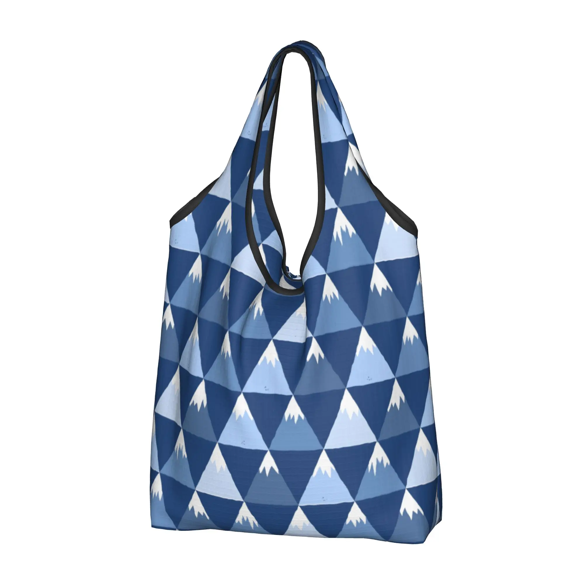 Snow Capped Geometric Textured Mountain  Groceries Tote Shopping Bags  Fashion  Shoulder Shopper Bags Large Capacity Handbags