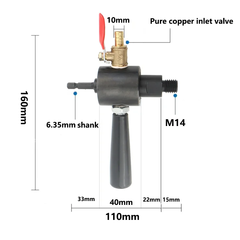 Imagem -02 - Hex Shank Water Injection Adapter Diamond Core Bit M14 Thread Broca Buraco Saw Ferramentas de Injeção de Água Converter 4