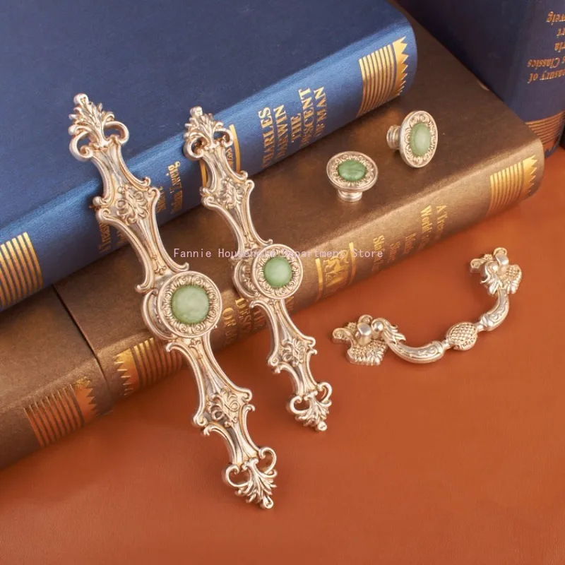 

Антикварные латунные ручки для шкафа Turquesa, ручки для ящиков с одним отверстием, винтажный книжный шкаф, ручки для шкафа, мебельная фурнитура из цинкового сплава