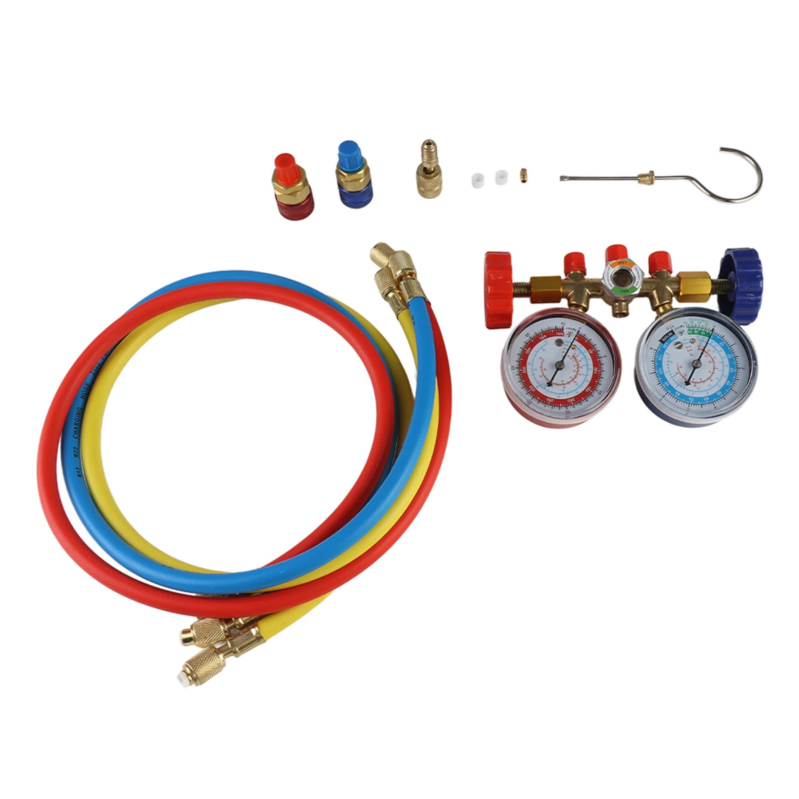 Refrigerant Gauge 3 Way Air Conditioning Diagnostic Manifold Gauge Set with 1/4in Thread Hose for R134A R12 R22 R502