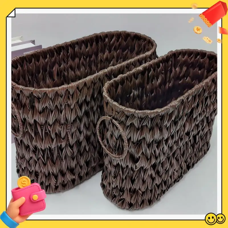 

A89Q-плетеная корзина для хранения, водонепроницаемая плетеная корзина с ручками, организирующая тканая корзина, корзина для духов, плетеная корзина для хранения