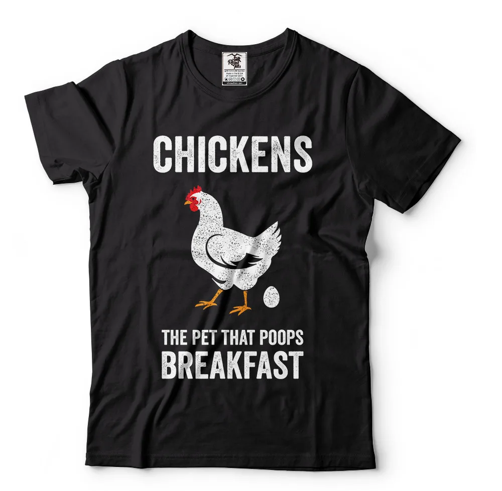 Chickens Poop Breakfast funny mens t shirts  t-shirts for women Humor ShirtAnime Pattern Men and  100% cottonAnime Gra