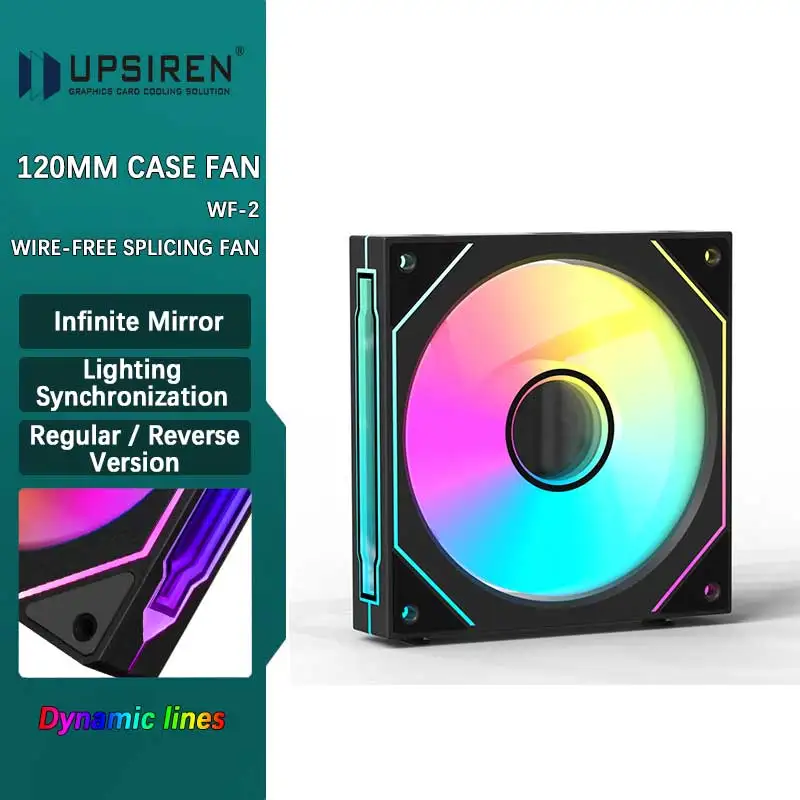 UPSIREN WF-2 1 pz Free Wire-Splicing Chassis Fan 12CM 5V 3pin ARGB/4pin PWM ventole per grandi volumi d'aria 47.2cfm/800-1800RPM/30dBA