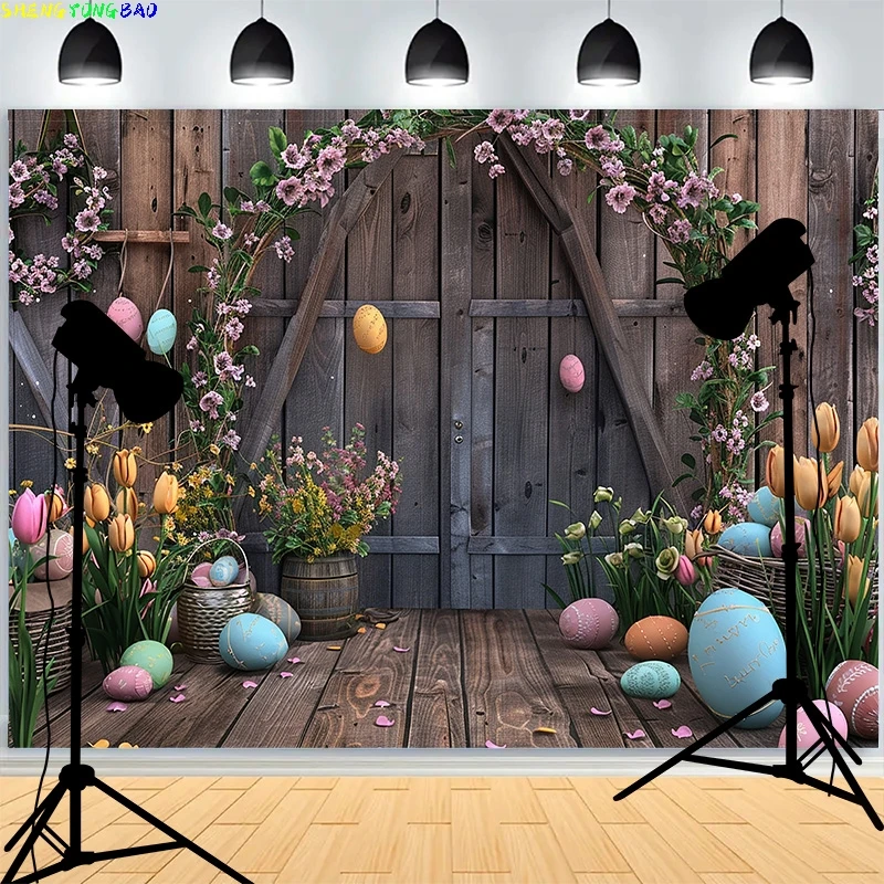 

Пастельные фоны для фотосъемки с Днем Пасхи, реквизит с пучком яиц, тыква, кролик, детский портретный вечерние фотофон ES-08