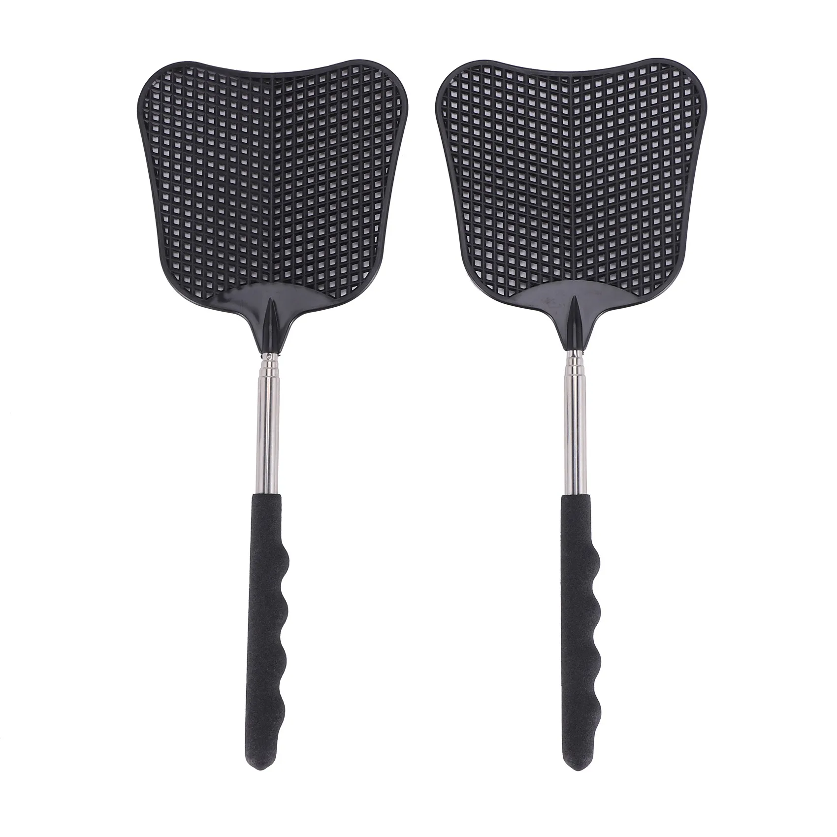 ABKS-Mosquito And Fly Killing Plastic Fly Swatter Retractable Stainless Steel Rod, Suitable For Indoor And Outdoor Use (2 Pack)