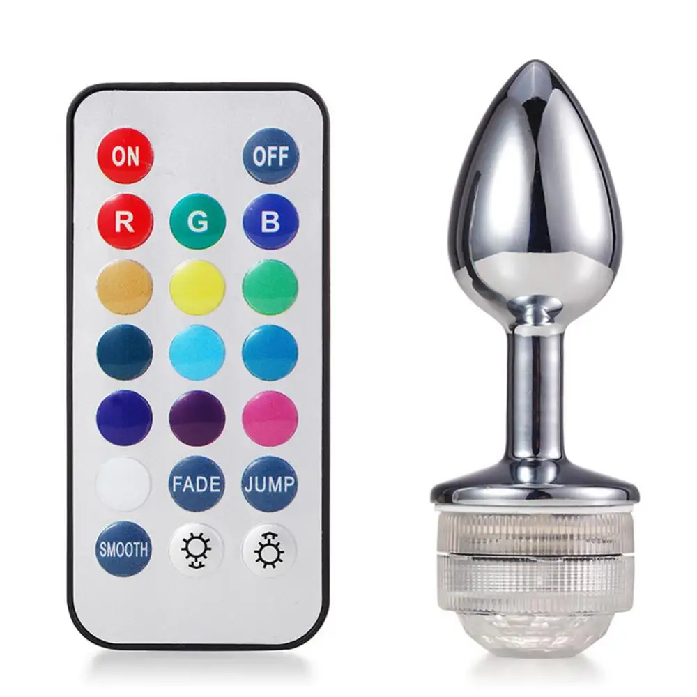 Sex Toy Anal Plug Metal Dilator Bead Remote Control Color Changing LED Light Color Changing Masturbation Tool for women