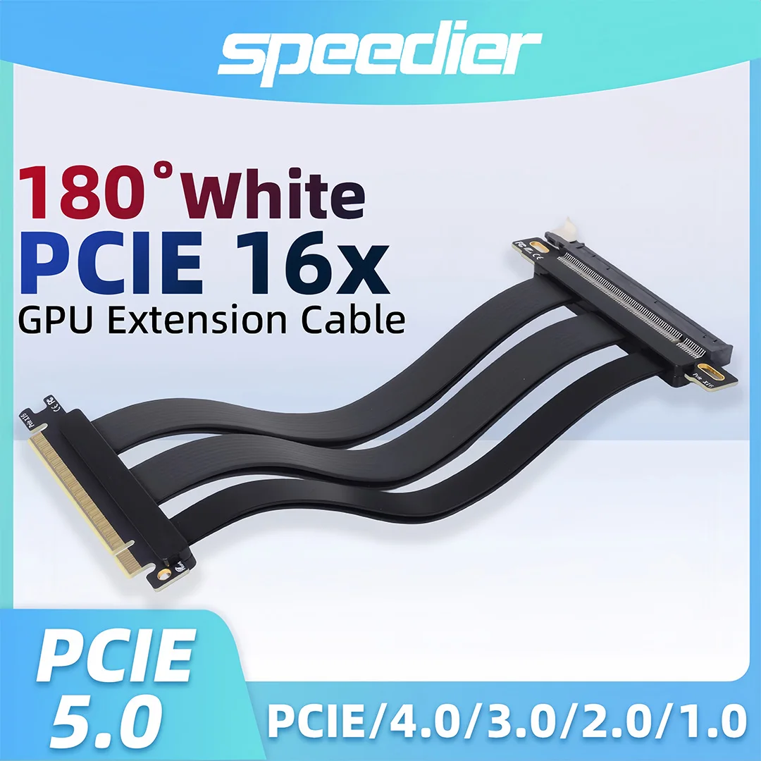 

PCIE 5.0 X16 Riser Cable 180 Degree Bend Adapter 16x Graphics Card Extension Supports N-card 50 Series for GPU AMD90 Series0.2m