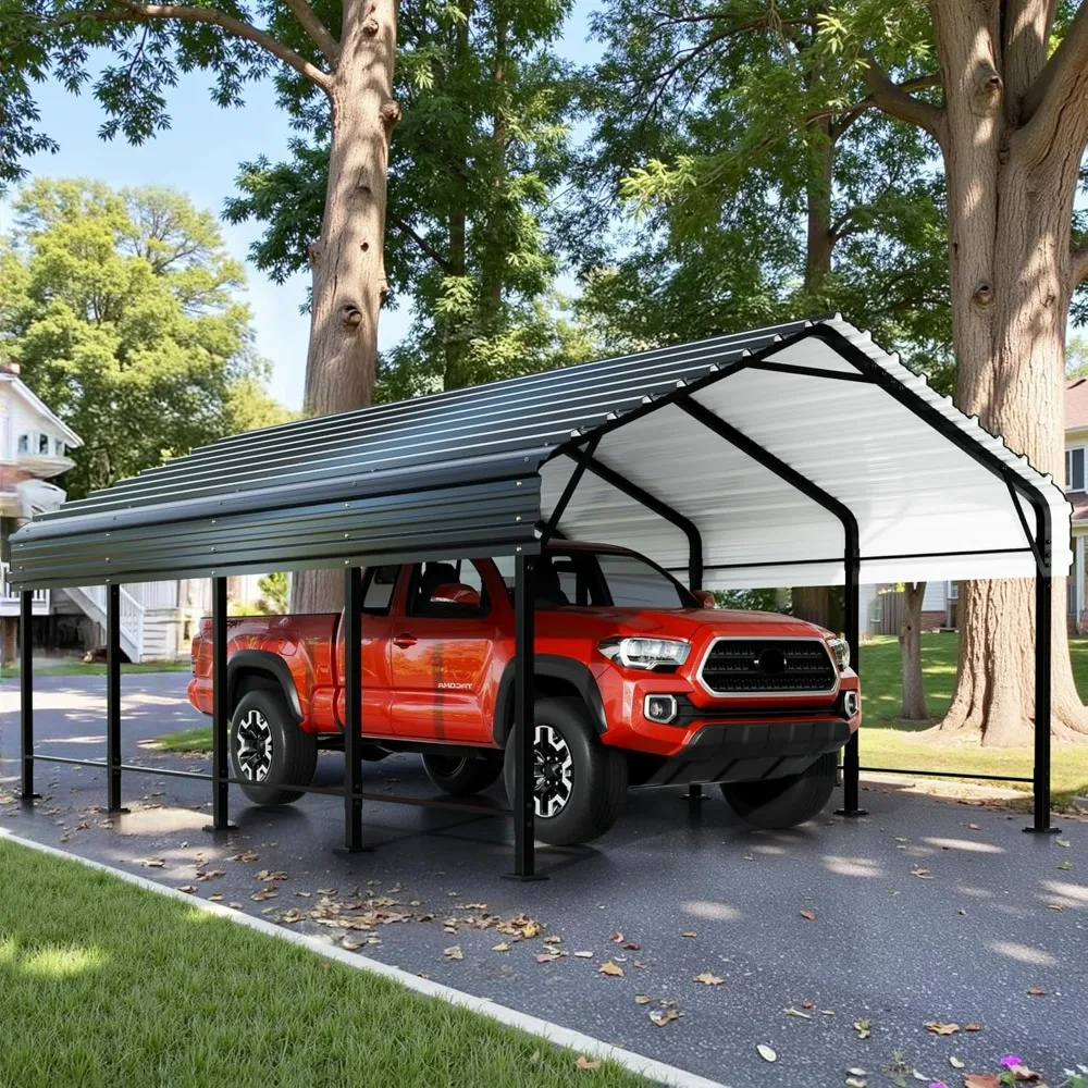 

12 X 20 Ft Metal Carport, Heavy Duty Carport Canopy with Galvanized Steel Roof, Outdoor Car Tent Metal Garage Shelter, Carports