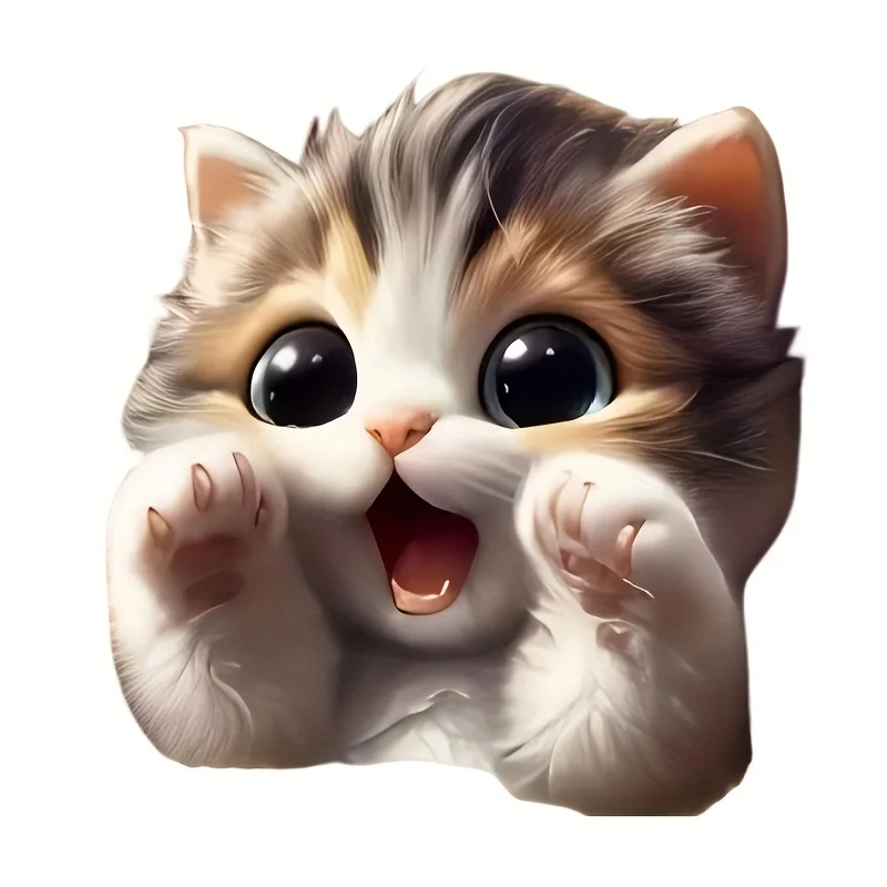 1pc 2D Flat Cute Cat Vinyl Sticker, Decal for Laptop Desktop Water Bottle Window Car Trim, Durable Material Holiday Gift