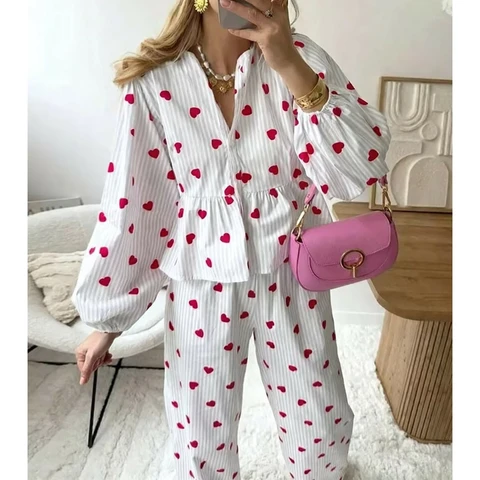 Combhasaki Женская пижама  Love Heart розовый полиэстер